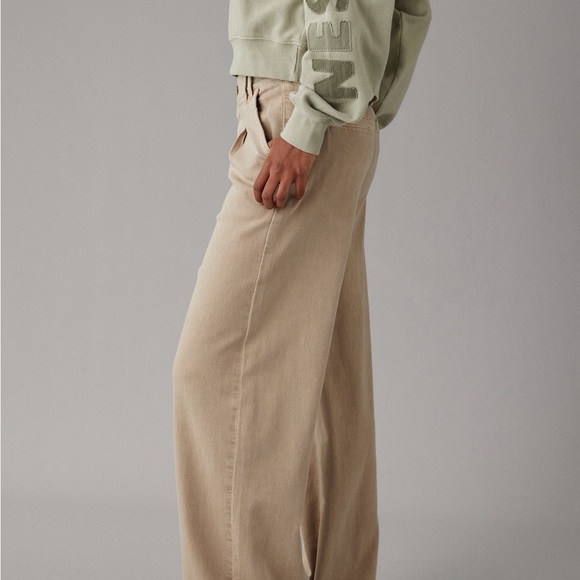 AE NWOT Dreamy Drape High Waisted Khaki Trouser Size 6 Short - Picture 4 of 10